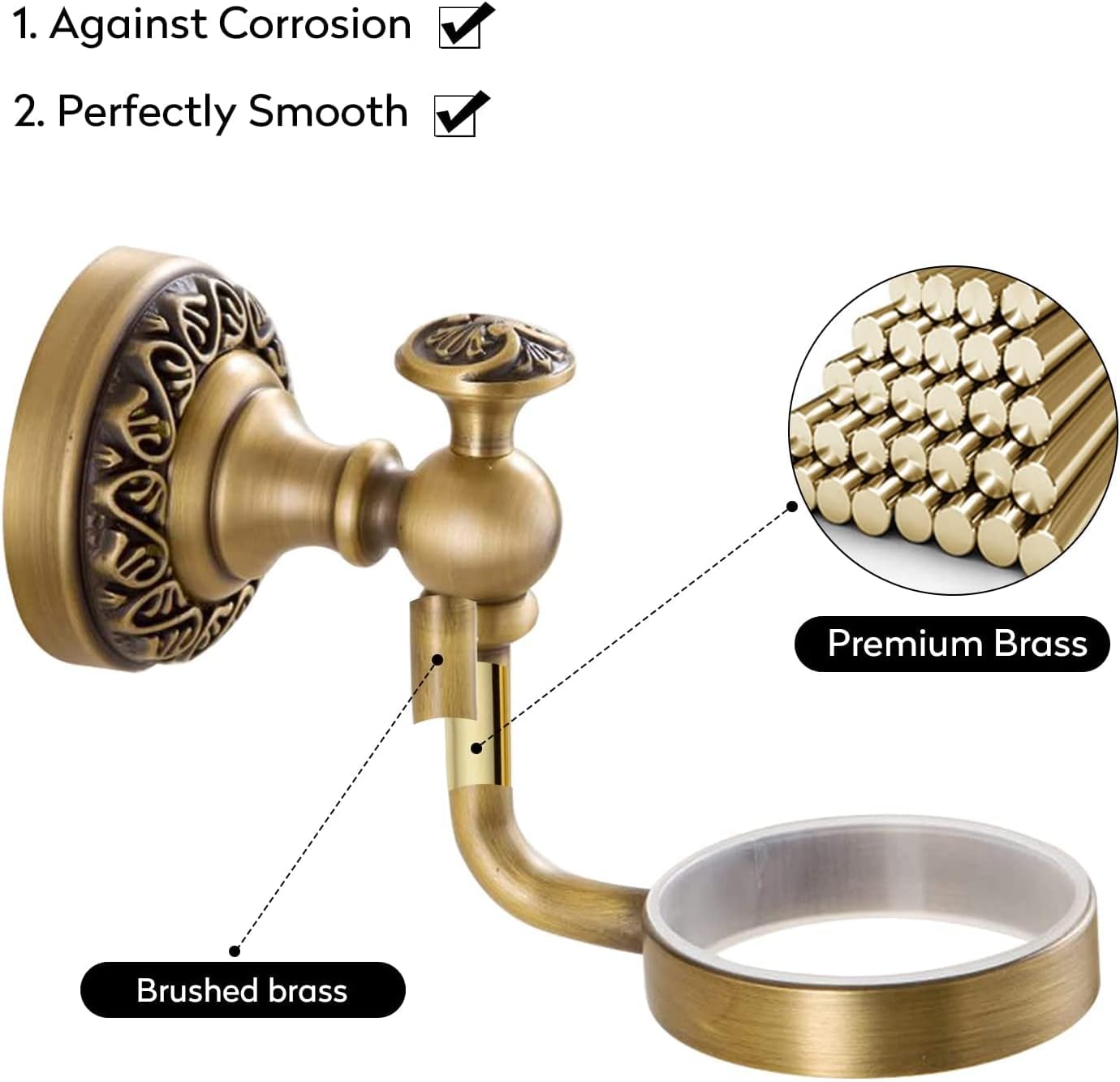 Antique Brass Soap Dispenser,Wall Mount Hand Soap Pump Bathroom Liquid Holder Lotion Bottles Vintage Dish Ceramics Removable for Kitchen Sink Countertop