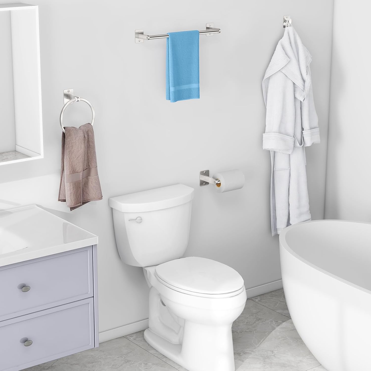 4 Pieces Bathroom Hardware Set, 16 inch Towel Bar, Towel Racks for Bathroom