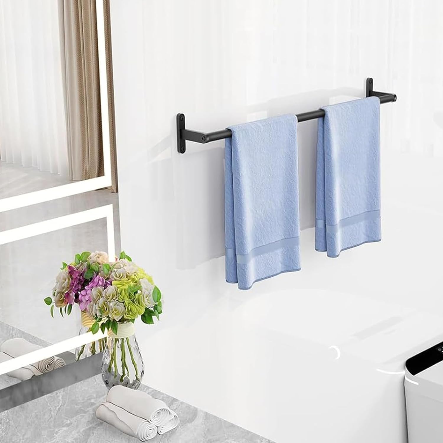 24 Inch Towel Rack for Bathroom Wall Mounted, Heavy Duty Hand Towel Holder, Space-Saving Bathroom Towel Rack Rod
