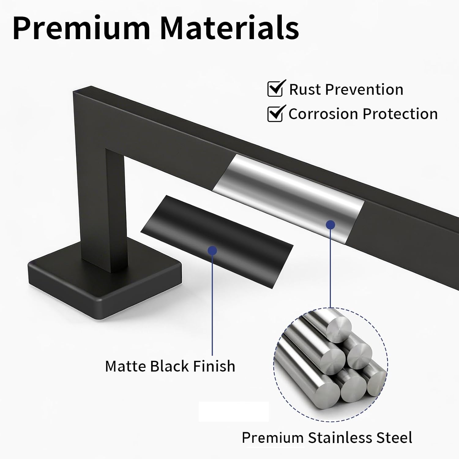 16 Inch Towel Rack for Bathroom Wall Mounted, Thicken Stainless Steel Heavy Duty Hand Towel Holder