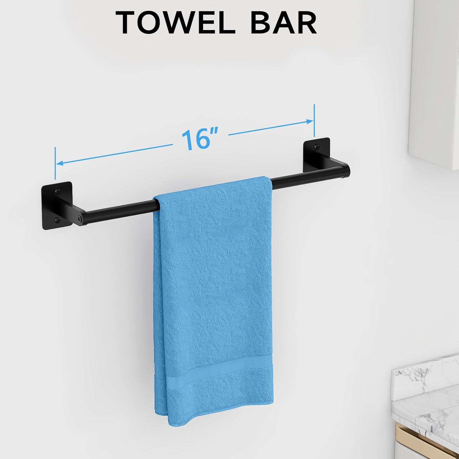 4 Pieces Bathroom Hardware Set, 16 inch Towel Bar, Towel Racks for Bathroom