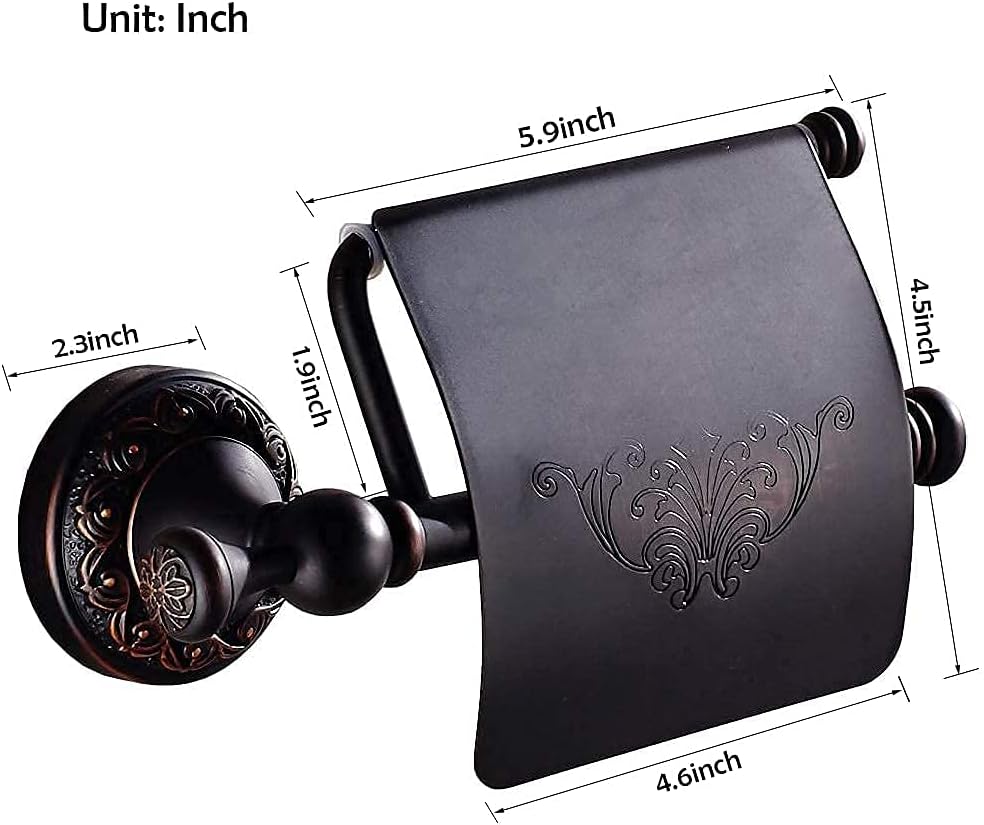 Bronze Toilet Paper Holder, Oil Rubbed Bronze Tissue Roll Holder Storage with Cover for Bathroom