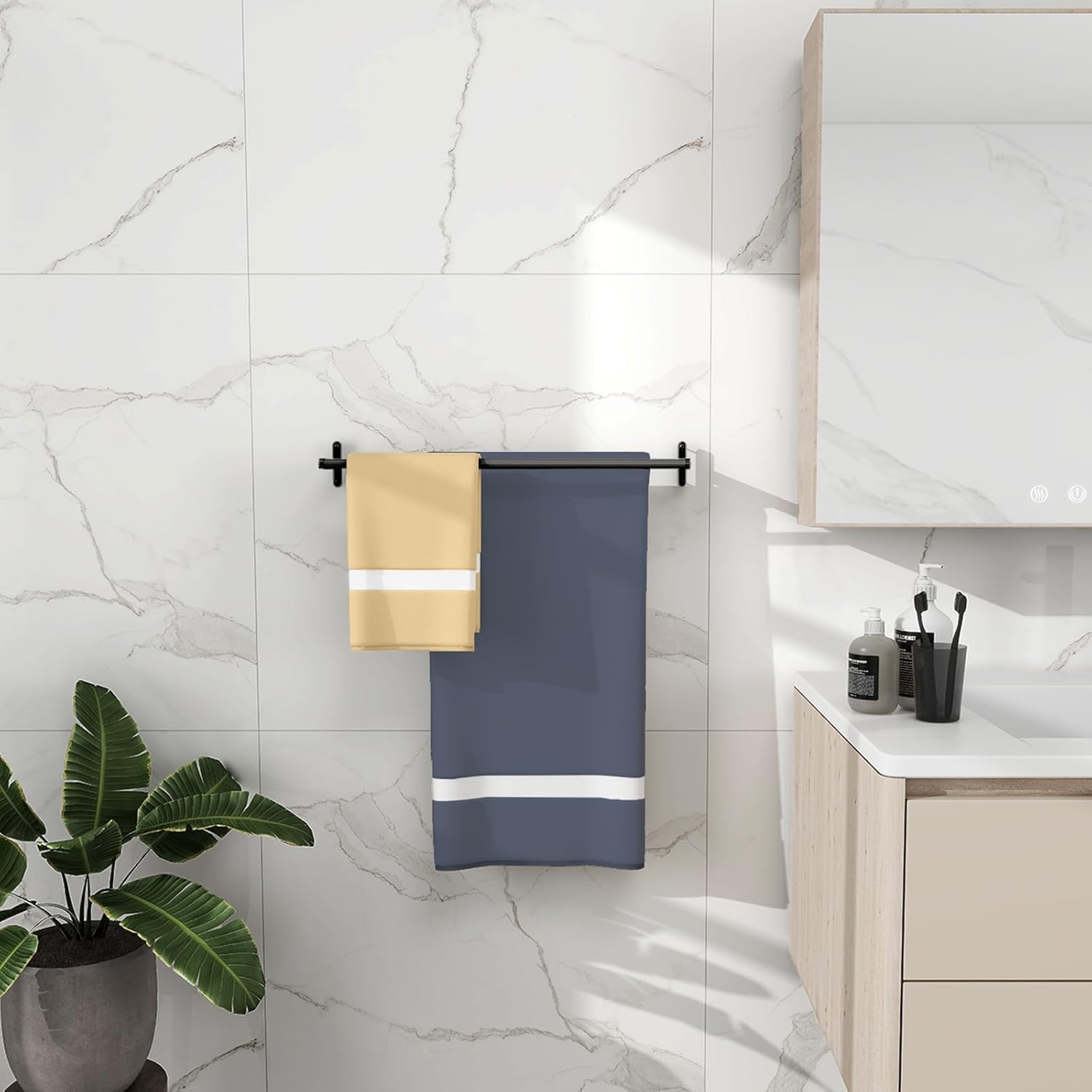 24 Inch Double Towel Bar for Bathroom Wall, Stainless Steel Towel Racks for Bathroom Wall Mounted Rustproof