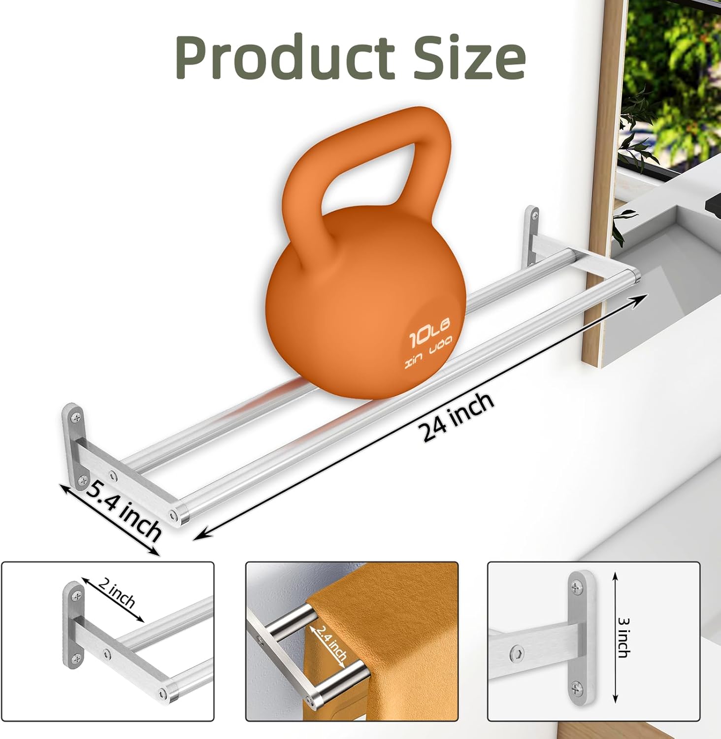 24 Inch Double Towel Bar for Bathroom Wall, Stainless Steel Towel Racks for Bathroom Wall Mounted Rustproof