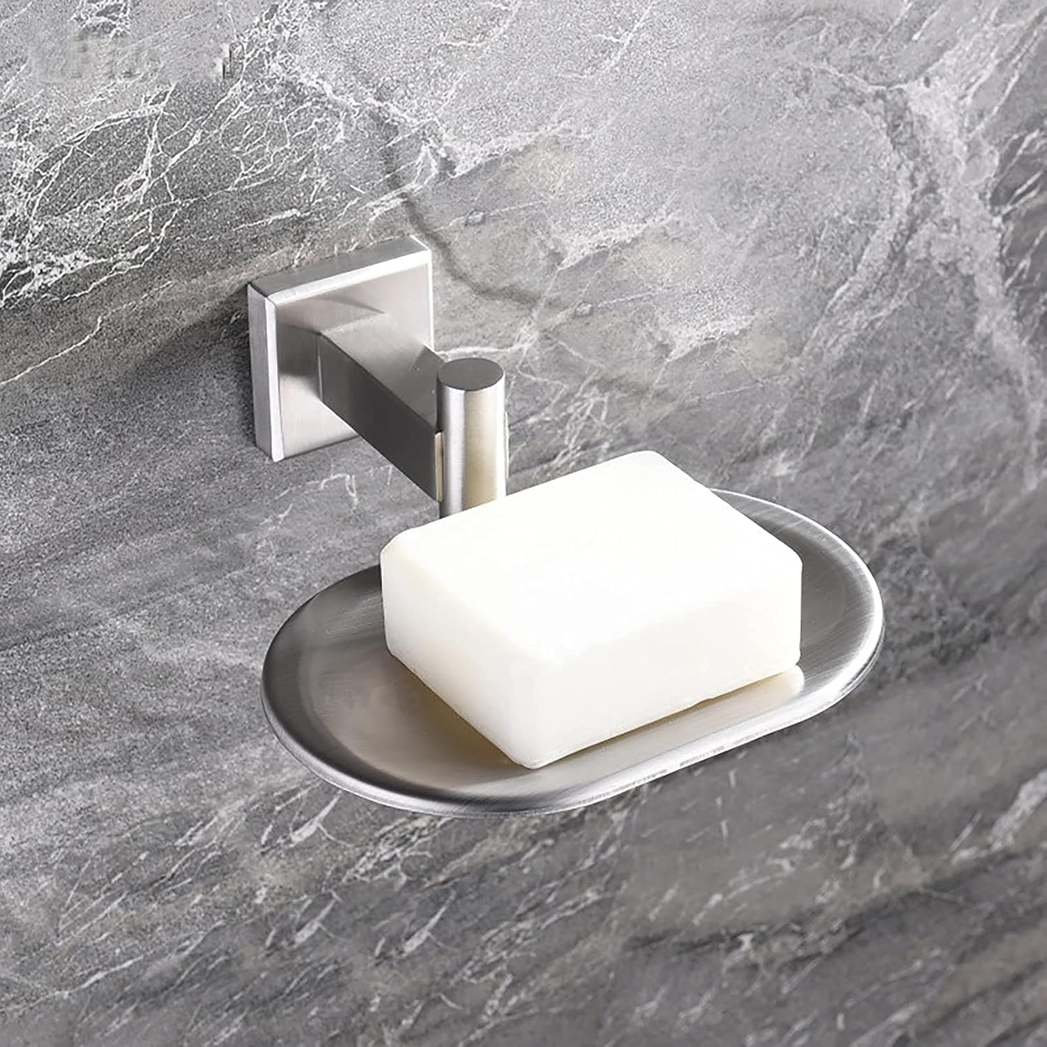 Bathroom Toilet Soap Dish, Silver Soap Holder for Shower Stainless Steel Wall Mount Brushed Nickel Finish Rustproof