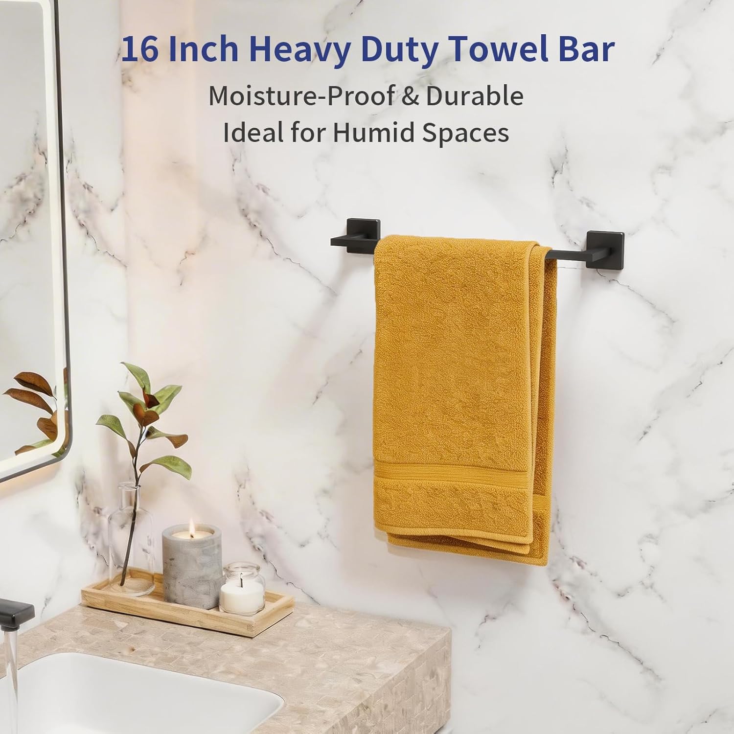 16 Inch Towel Rack for Bathroom Wall Mounted, Thicken Stainless Steel Heavy Duty Hand Towel Holder
