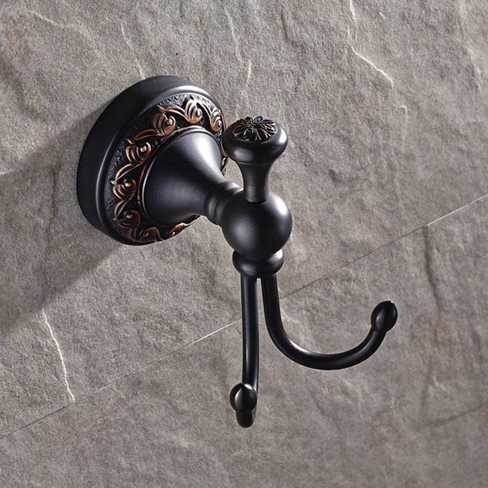 Antique Robe Hooks Brass Coat Double Clothes Hanger for Bathroom