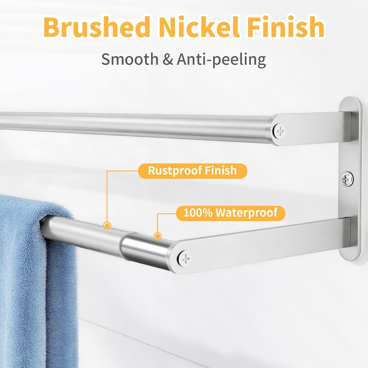 Double Towel Bar 24 Inch, Towel Rack for Bathroom, Stainless Steel Double Bath Towel Rack Wall Mounted