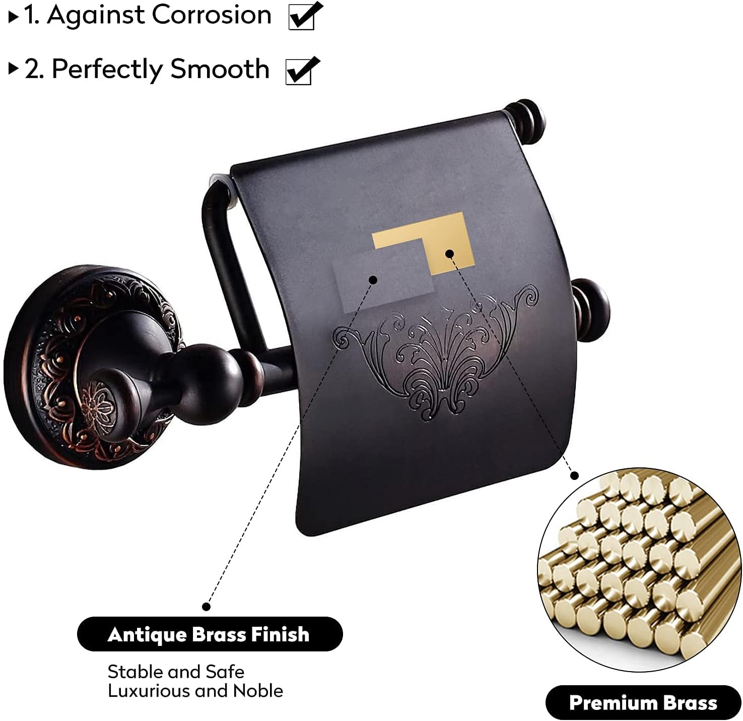 Bronze Toilet Paper Holder, Oil Rubbed Bronze Tissue Roll Holder Storage with Cover for Bathroom