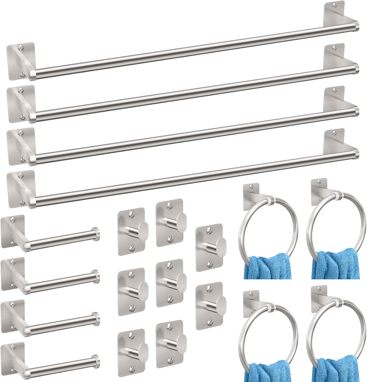 20 Pieces Bathroom Hardware Set, Black Bathroom Accessories Set, 24 inch Towel Bar, Towel Racks for Bathroom