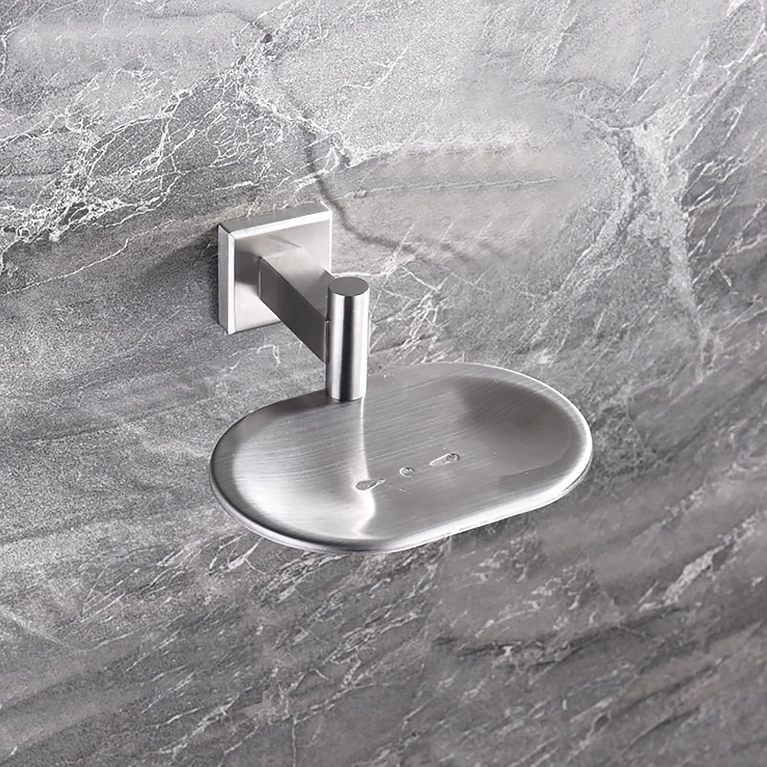 Bathroom Toilet Soap Dish, Silver Soap Holder for Shower Stainless Steel Wall Mount Brushed Nickel Finish Rustproof