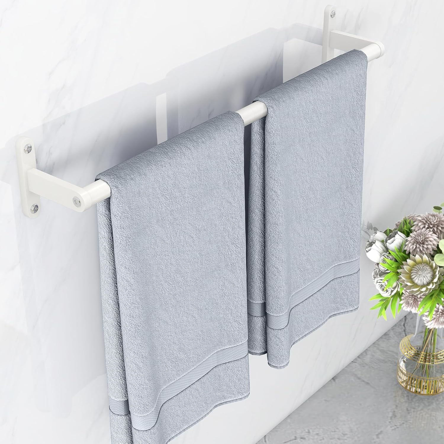 24 Inch Towel Rack for Bathroom Wall Mounted, Heavy Duty Hand Towel Holder, Space-Saving Bathroom Towel Rack Rod