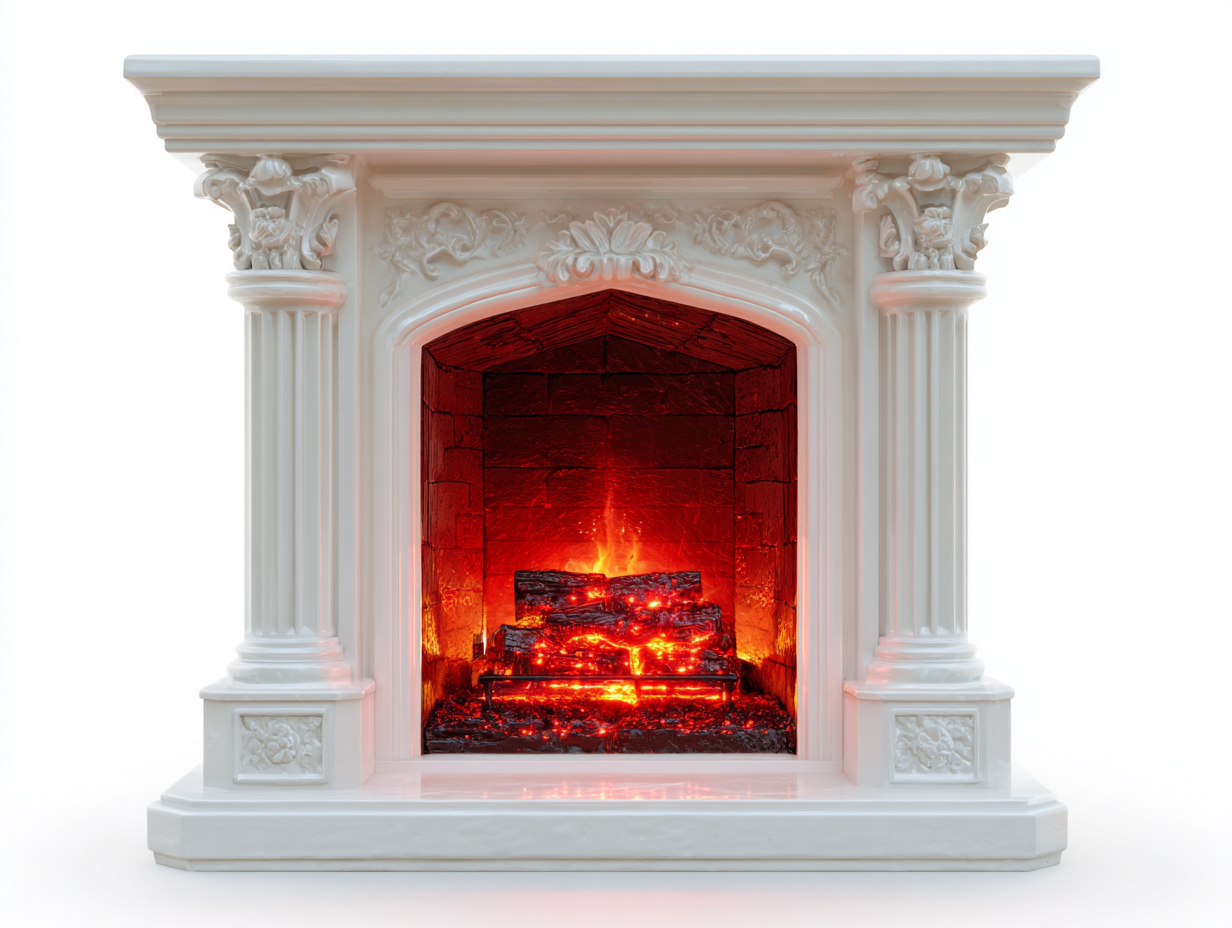 Chimeneas eléctricas decorativas 110x30x95 cm - blanco - diseño clásico con efecto llama-Homimyyard