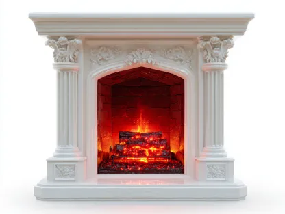 Chimeneas eléctricas decorativas 110x30x95 cm - blanco - diseño clásico con efecto llama-Homimyyard