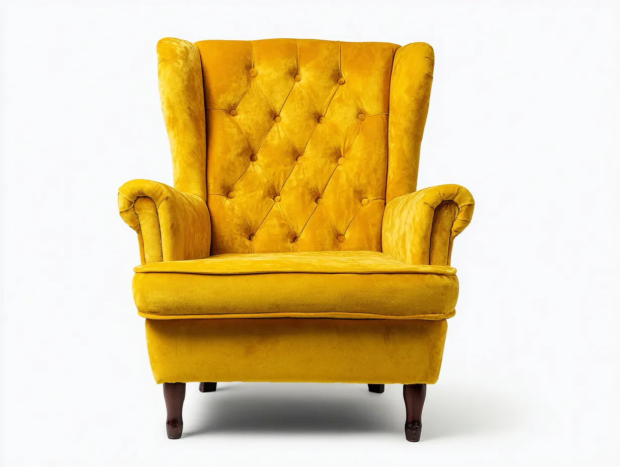 Sillón orejero tela 85x80x110 cm amarillo interior - diseño clásico-Homimyyard