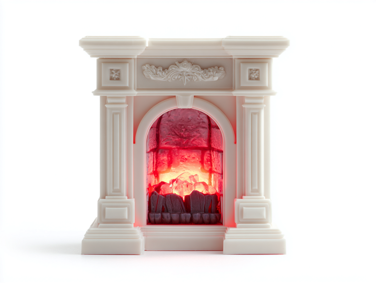 Chimeneas eléctricas efecto mármol 60x25x75 cm color blanco-rojo apto para salón diseño clásico con efecto llama-Homimyyard
