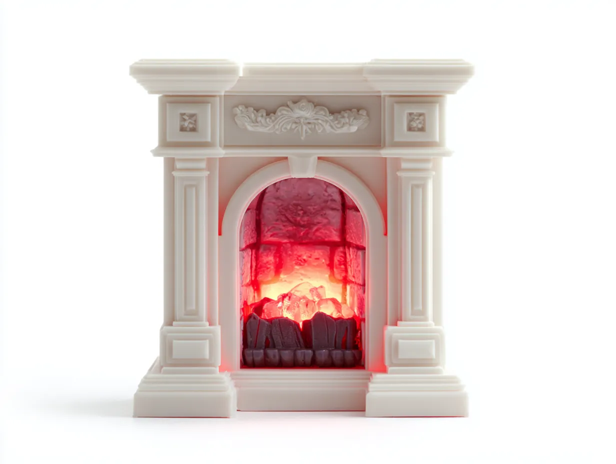 Chimeneas eléctricas efecto mármol 60x25x75 cm color blanco-rojo apto para salón diseño clásico con efecto llama-Homimyyard