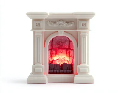 Chimeneas eléctricas efecto mármol 60x25x75 cm color blanco-rojo apto para salón diseño clásico con efecto llama-Homimyyard