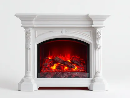 Chimeneas eléctricas clásicas 120x35x105 cm - blanco - efecto llama LED decorativa para salón-Homimyyard