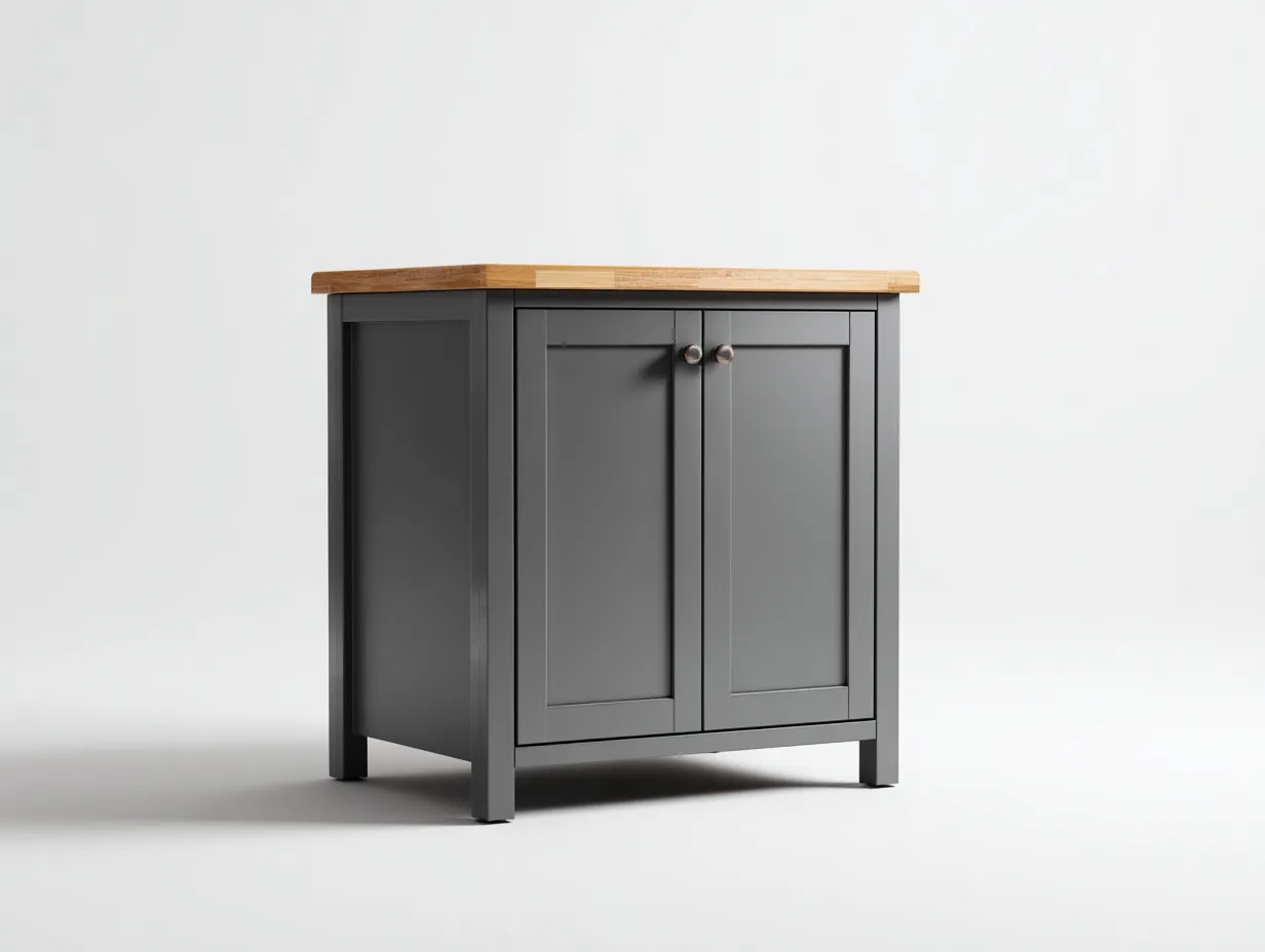 Aparadores madera 80x40x85 cm color gris-madera apto para salón diseño moderno con puertas-Homimyyard