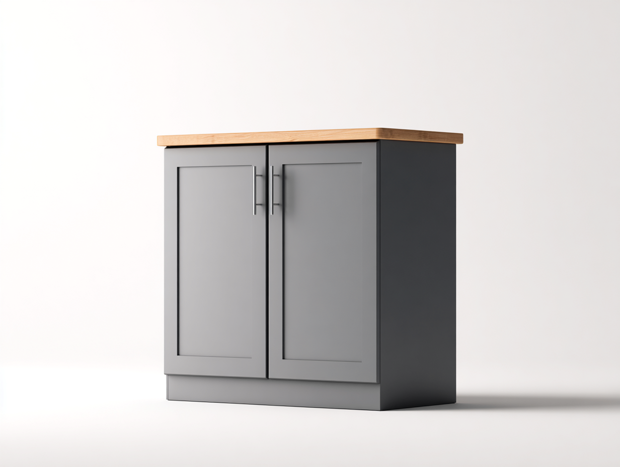 Aparador moderno madera 90x40x80 cm gris con puertas y encimera natural estilo contemporáneo-Homimyyard