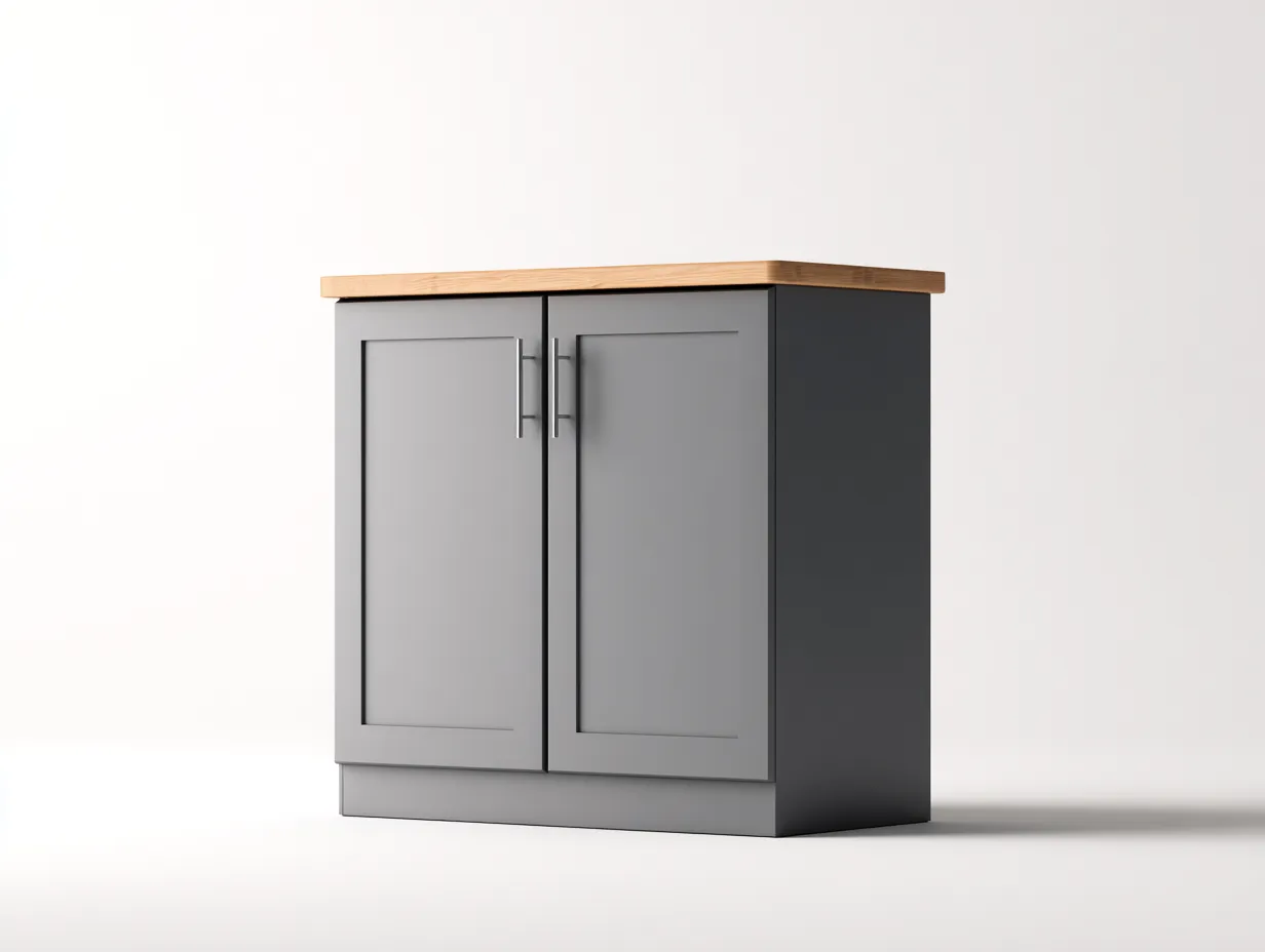 Aparador moderno madera 90x40x80 cm gris con puertas y encimera natural estilo contemporáneo-Homimyyard