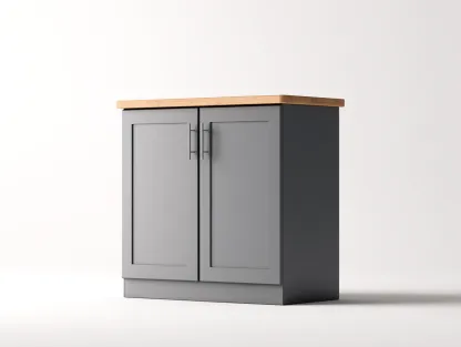 Aparador moderno madera 90x40x80 cm gris con puertas y encimera natural estilo contemporáneo-Homimyyard