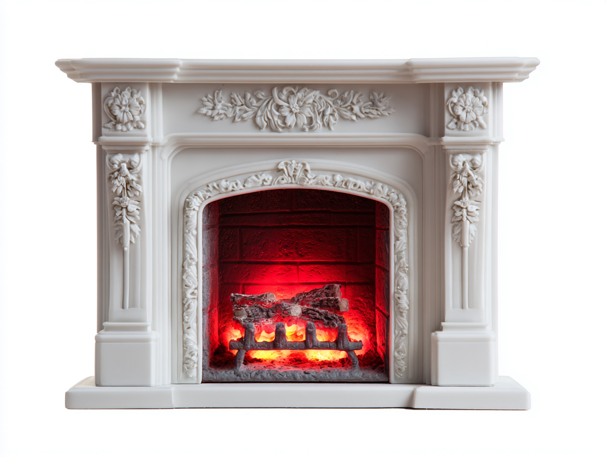 Chimeneas eléctricas decorativas 110x30x100 cm - blanco - efecto llama LED estilo clásico para salón-Homimyyard