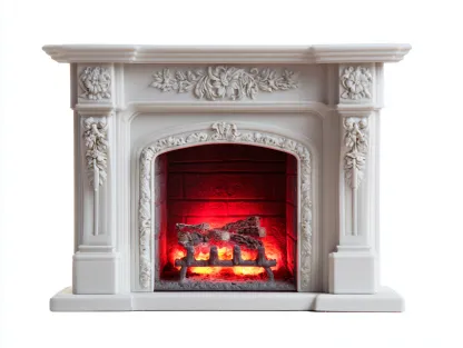 Chimeneas eléctricas decorativas 110x30x100 cm - blanco - efecto llama LED estilo clásico para salón-Homimyyard