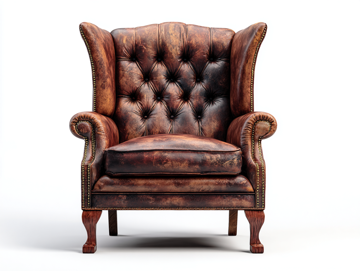 Sillón orejero tapizado 78x85x108 cm - marrón - diseño clásico capitoné-Homimyyard