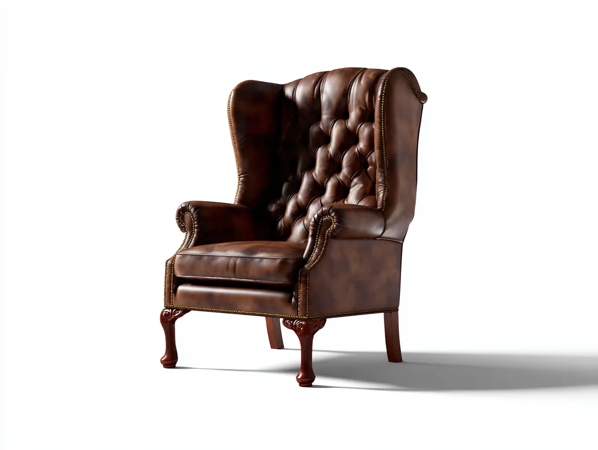 Sillón orejero capitoné 85x90x110 cm - marrón - diseño clásico tapizado para salón-Homimyyard