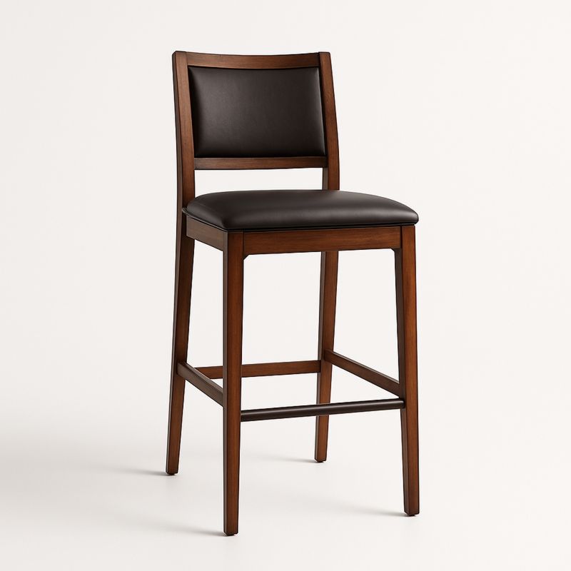 Krzesło barowe drewno i skóra PU brązowe i czarne 110cm