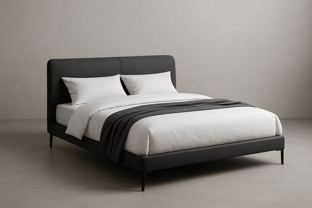 Łóżko dwuosobowe tapicerowane szare 160x200×110 cm