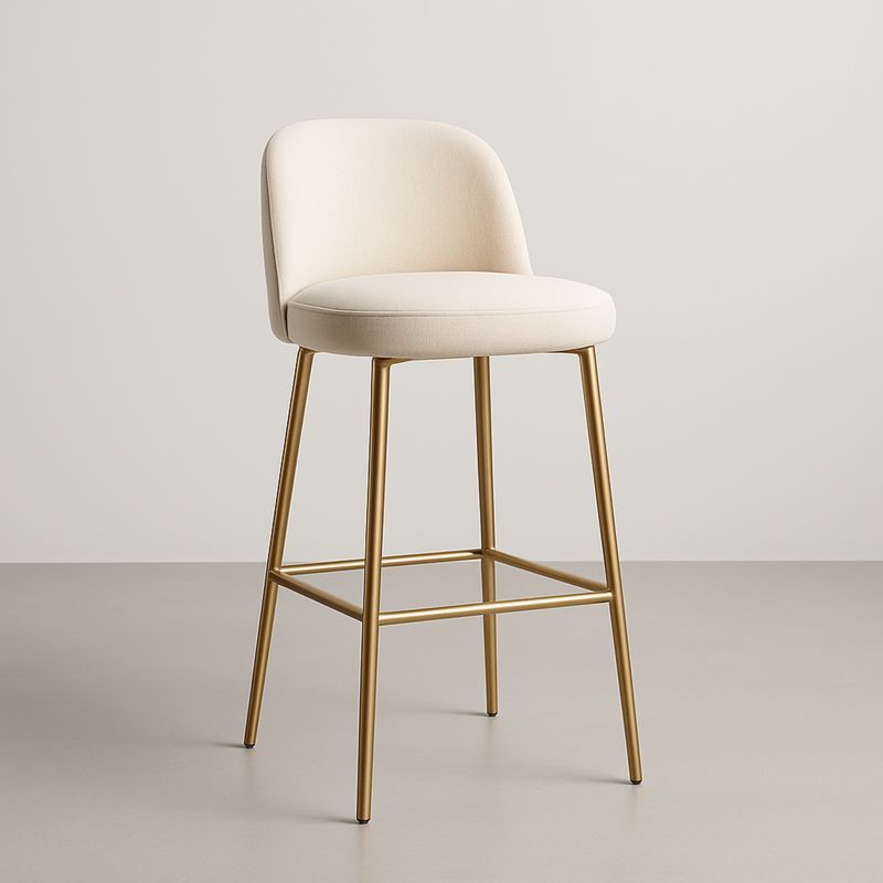 Krzesło barowe tapicerowane beżowe metal 98 cm