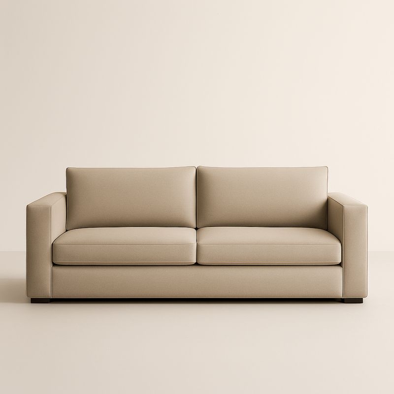 Sofa z tkaniny poliestrowej beżowa 3-osobowa