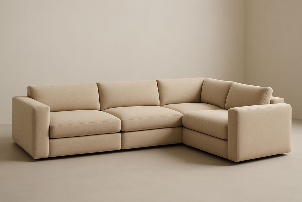 Narożnik poliestrowy beżowy 280x150x85 cm