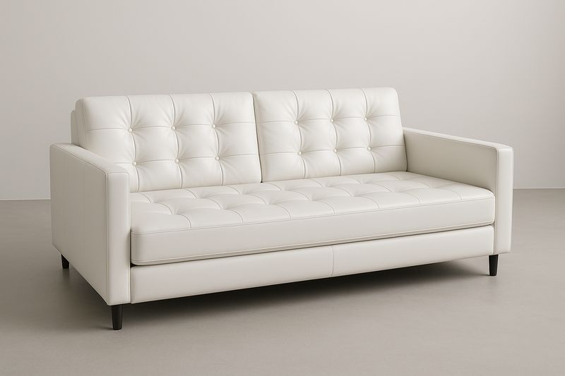 Sofa 2-osobowa, skóra syntetyczna PU, 210×90×85 cm, pianka, bukowe nogi, wymaga montażu