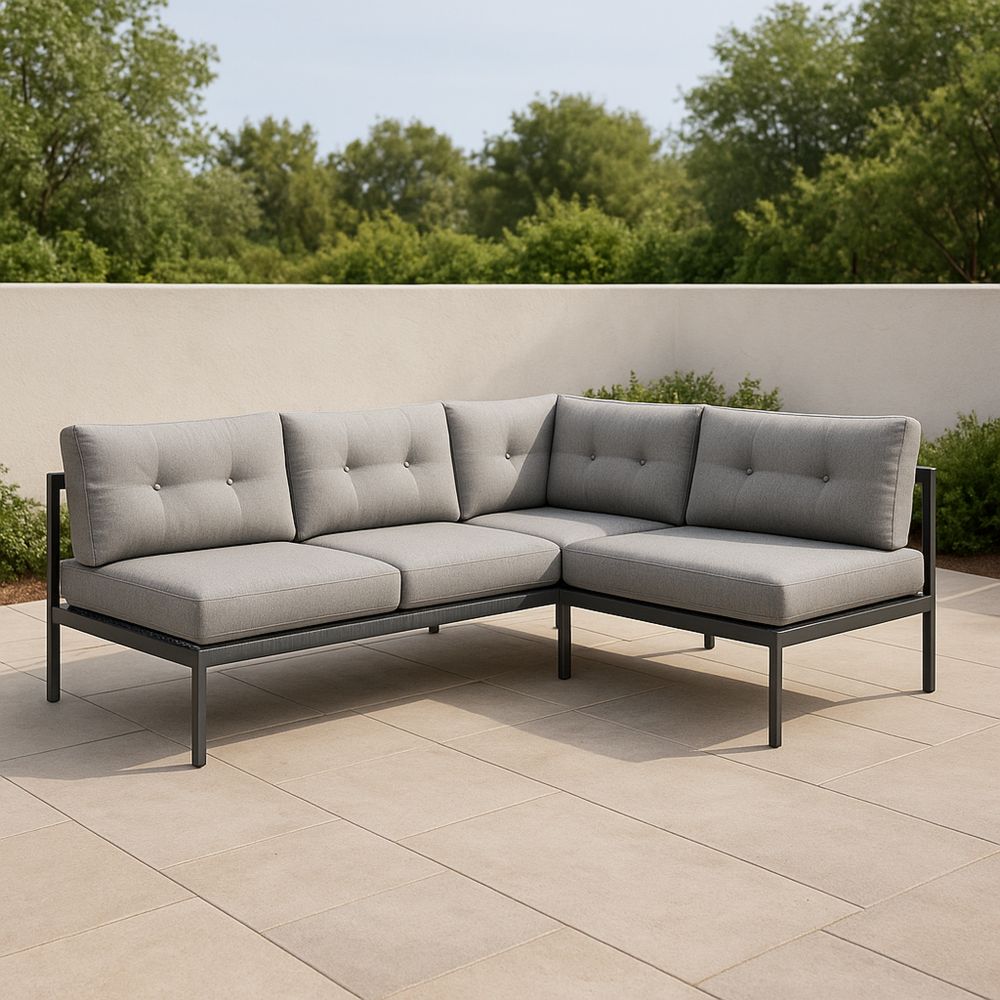 Narożny sofa aluminiowa tkanina szary 250 cm