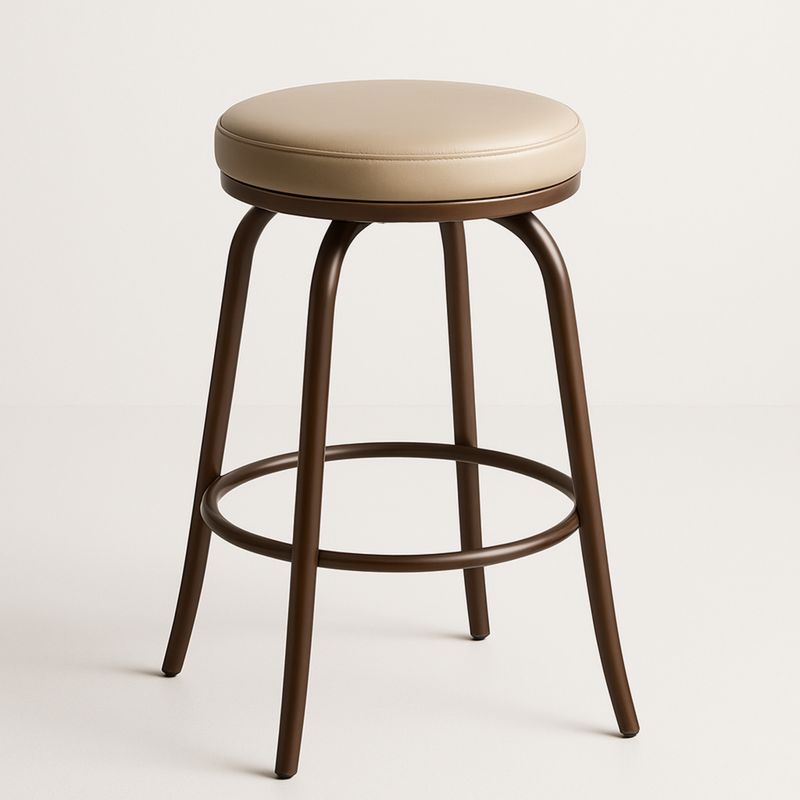 Stołek Barowy Skórzany Metalowa Rama 76cm