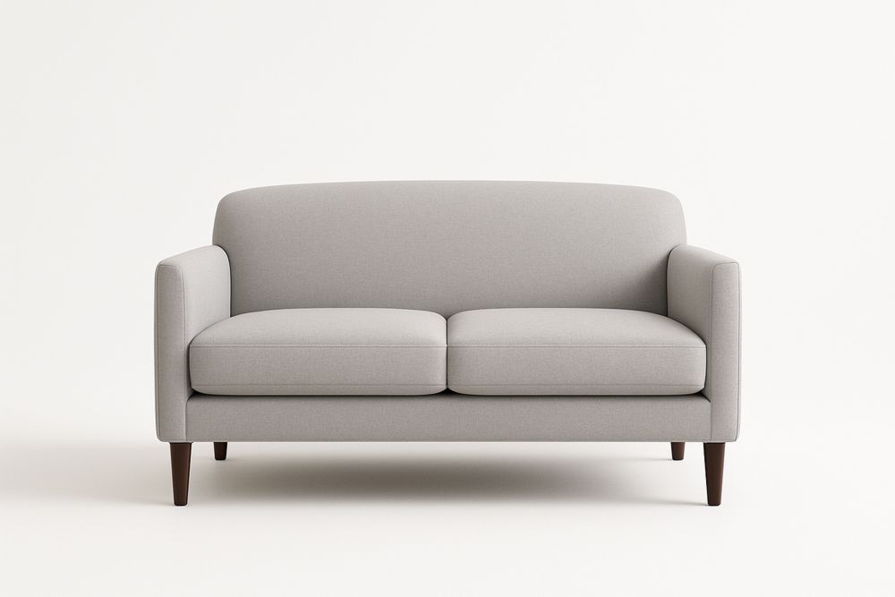 Sofa dwuosobowa z drewna i poliestru Szara