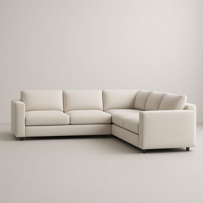 Narożna sofa z tkaniny beżowa 260x260 cm