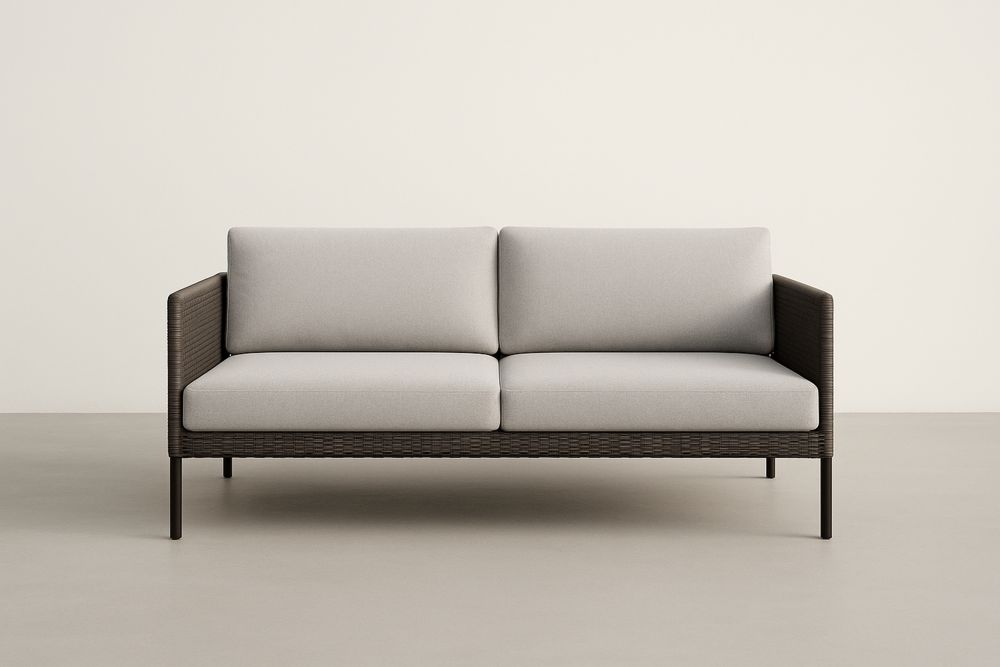 Sofa dwuosobowa z technorattanu szara 160cm