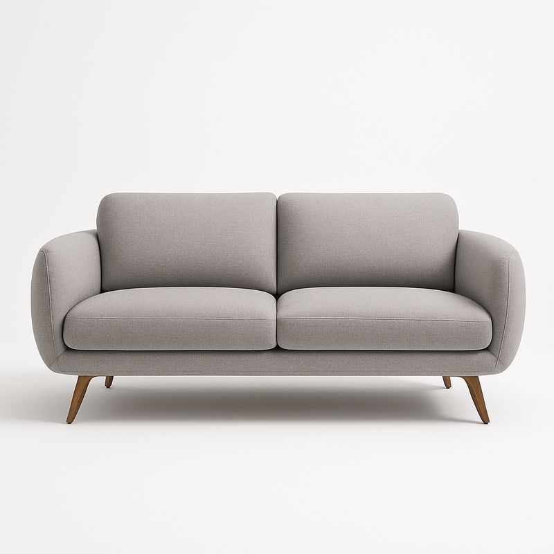 Sofa 2-osobowa szara poliester drewno 200x90x85 cm