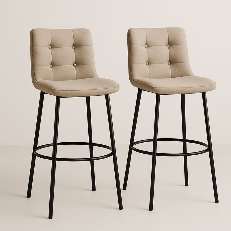 Zestaw 2 krzeseł barowych z tkaniną poliestrową na metalowych nogach