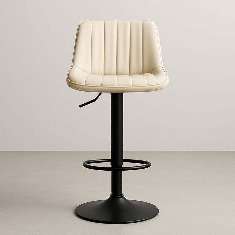 Krzesło barowe z regulacją wysokości kremowe ekoskóra