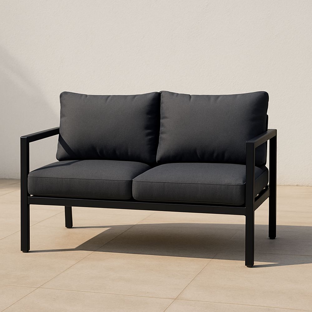 Aluminiowa sofa dwuosobowa Ciemnoszara 128 cm