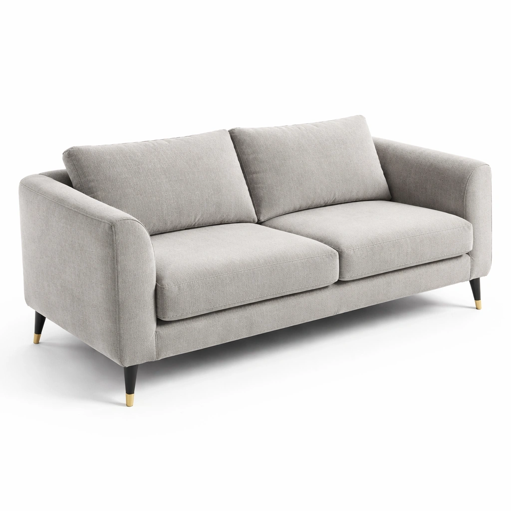 Sofa Stoff Hellgrau mit Massivholzbeinen-NESTHAVENO