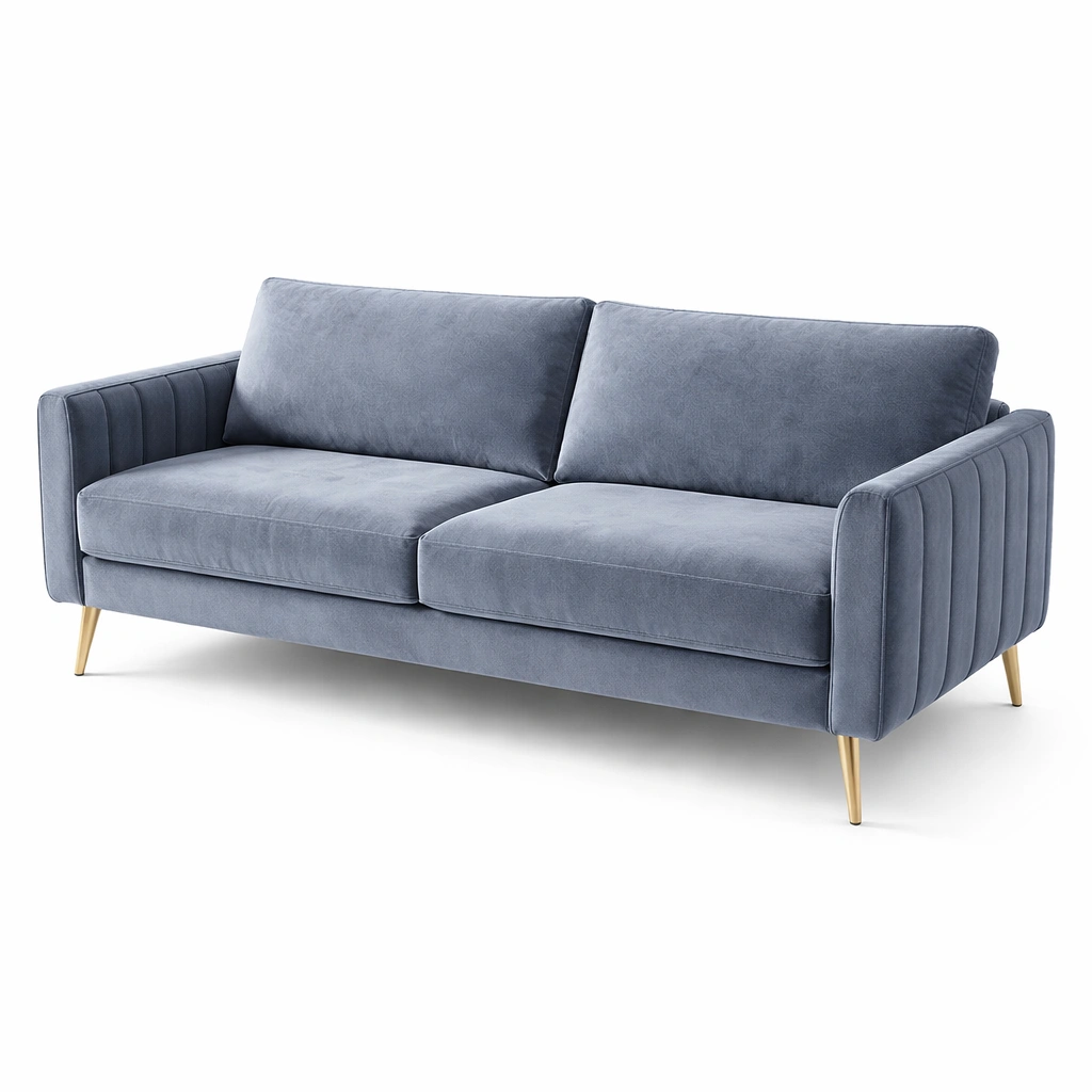 Sofa Velours und Metall Blau-HOMECHARMZ