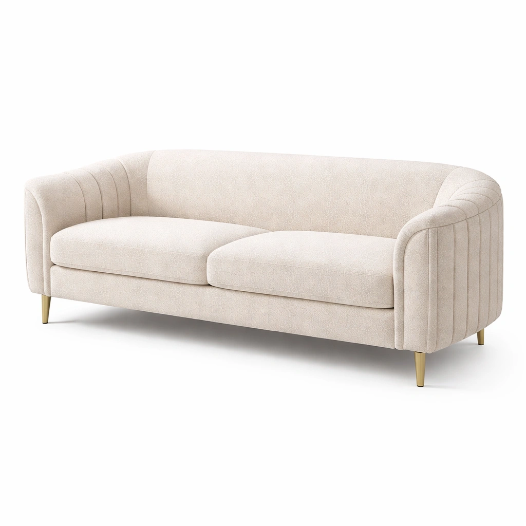 Sofa Stoff Beige mit Holzrahmen-HOMECHARMZ