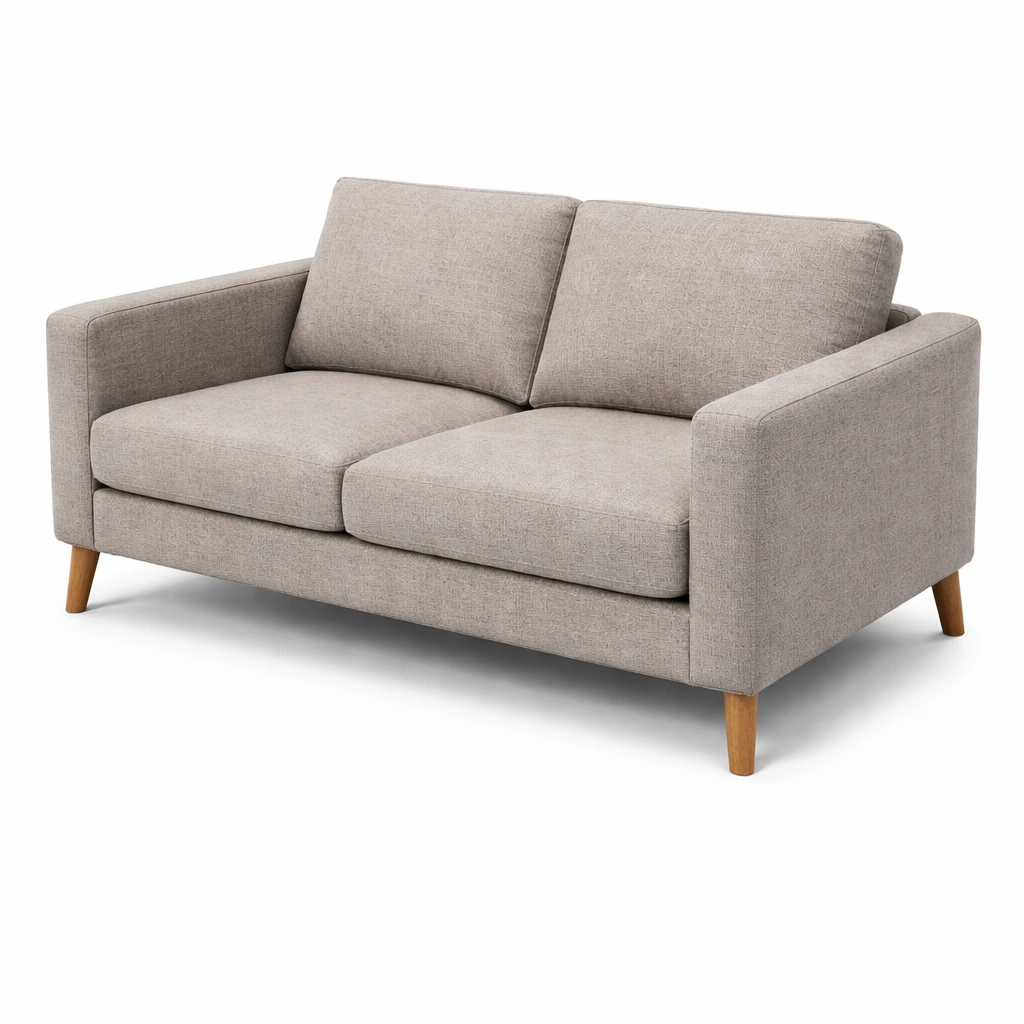 Sofa Stoff Beige mit Holzbeinen 140x85x80 cm-HOMECHARMZ